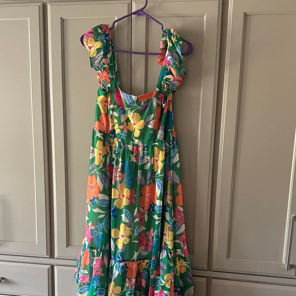 Flying Tomato Floral Maxi Dress - Green, Orange, Yellow, Pink